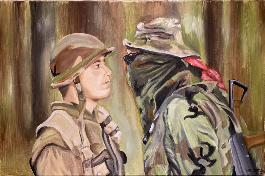 painting of two soldiers face to face