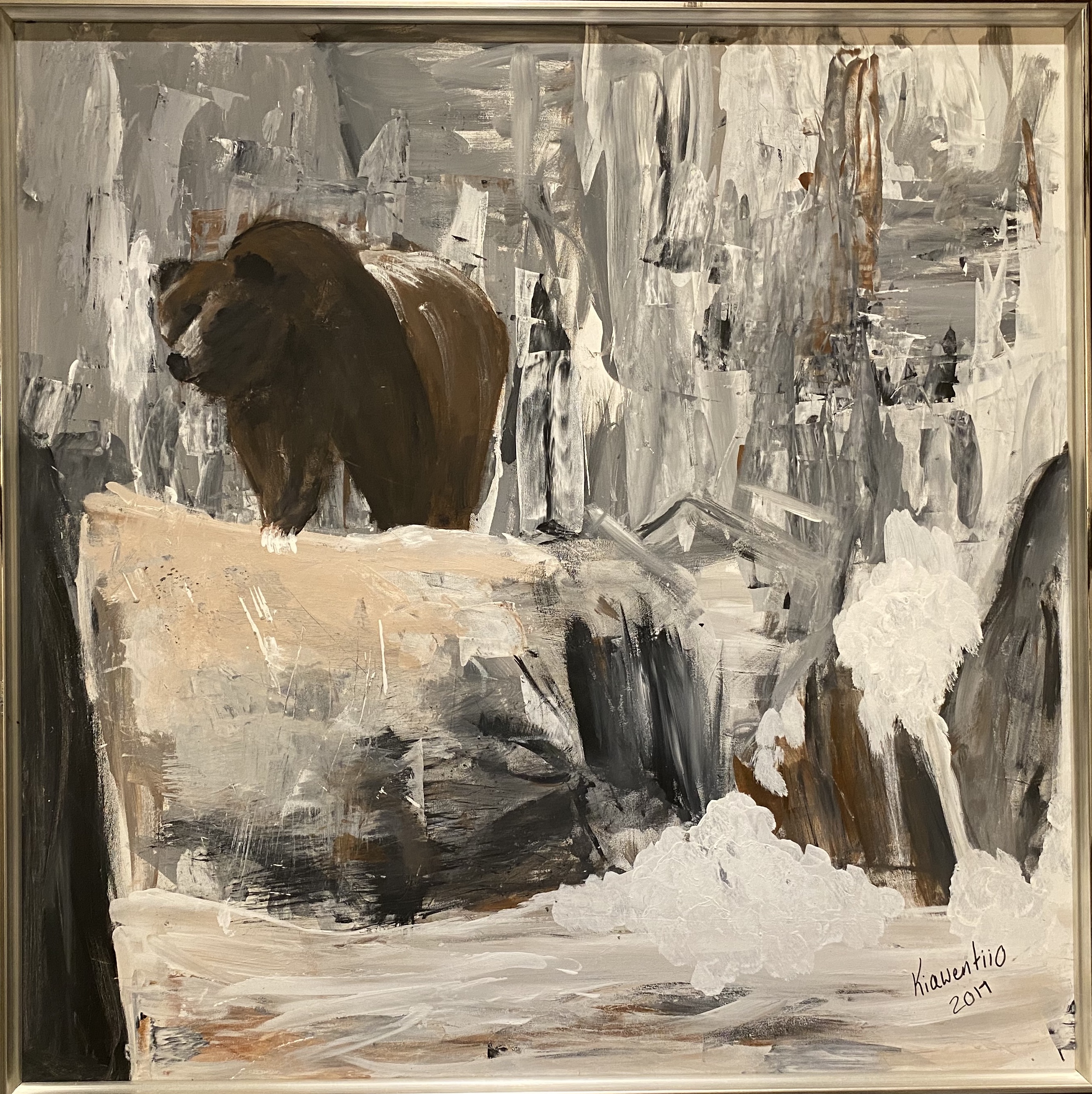 bear in the winter painting